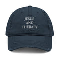 Jesus And Therapy Distressed Dad Hat