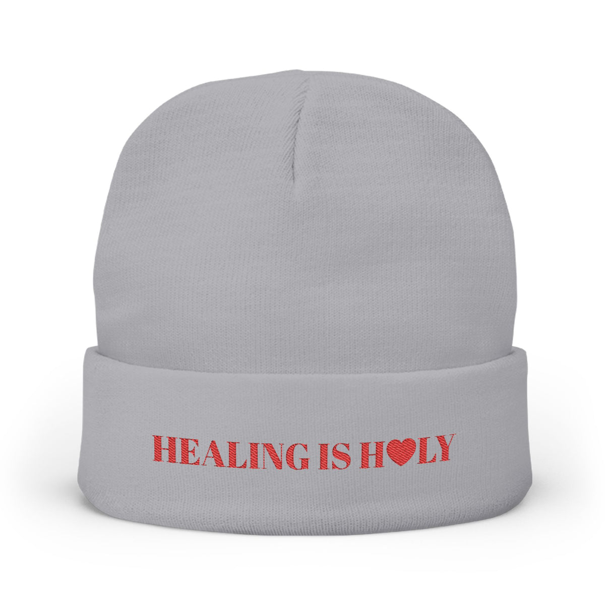 'HEALING IS HOLY' Embroidered Knit Beanie